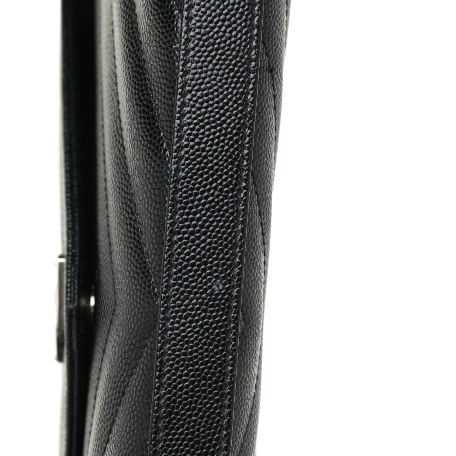 Saint Laurent Grain De Poudre Matelasse Chevron Monogram Chain Wallet Black 13 of 17