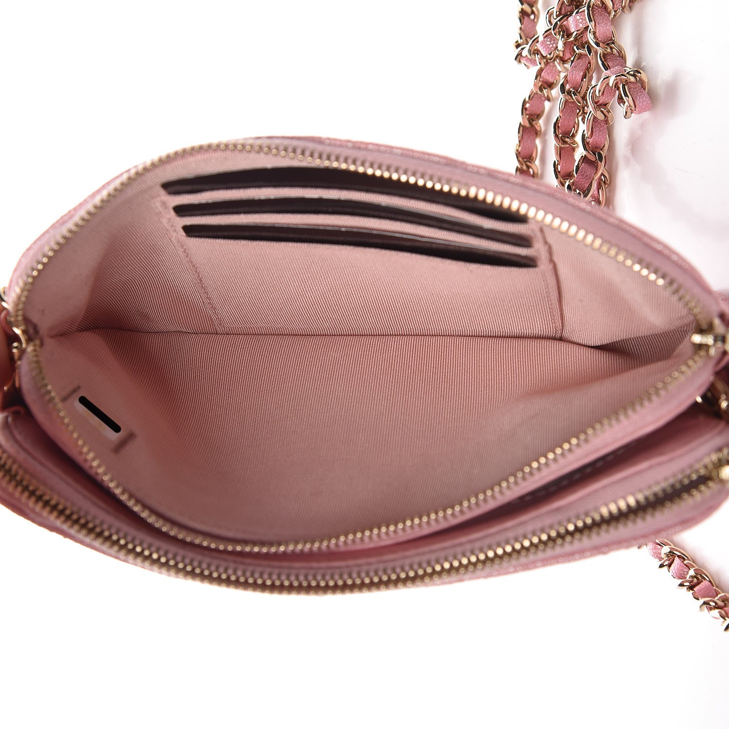 Chanel Iridescent Caviar Quilted Clutch With Chain Rose 5 of 12
