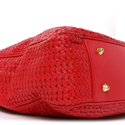 Christian Dior Lambskin Woven Large Dior Soft Tote Rouge Moyen 9 of 11