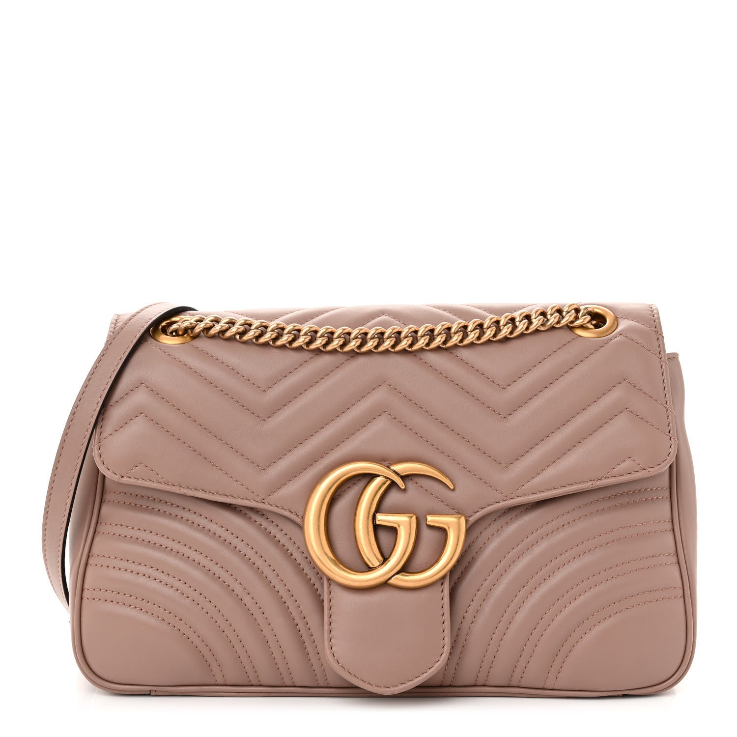 Gucci Calfskin Matelasse Medium GG Marmont Shoulder Bag Porcelain Rose 1 of 11