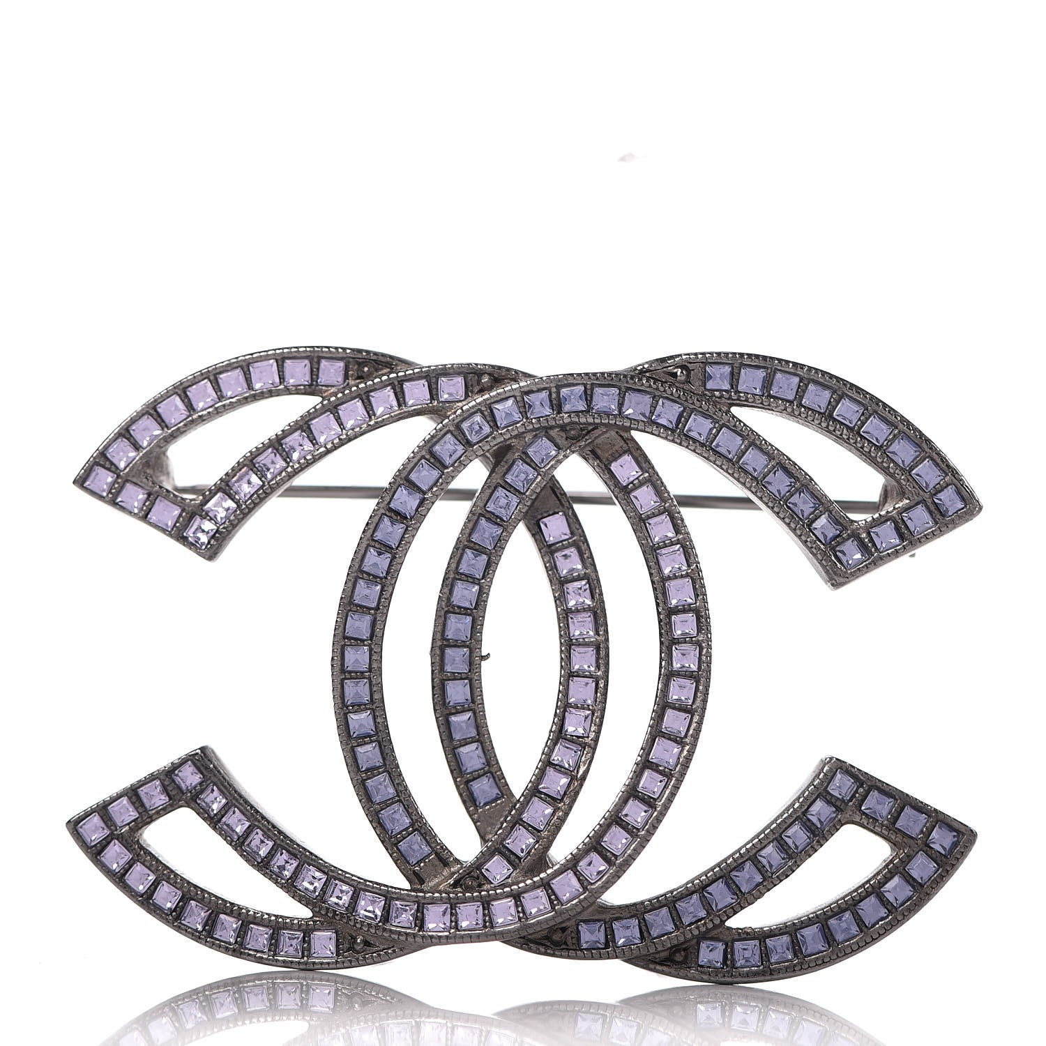 Chanel Crystal Baguette CC Brooch Light Purple 1 of 5