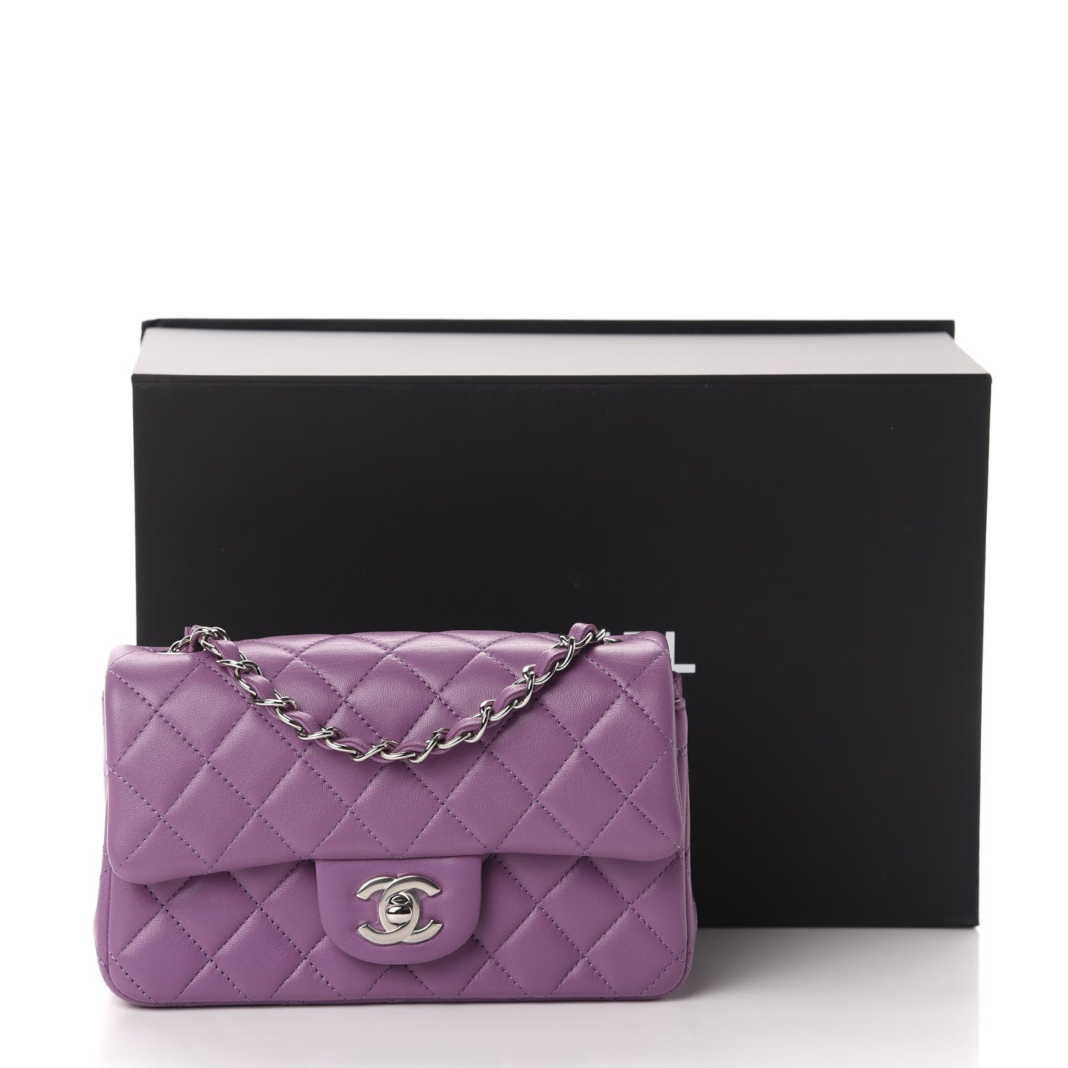 Chanel Lambskin Quilted Mini Rectangular Flap Purple 11 of 11