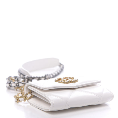 Chanel Lambskin Quilted 19 Flap Coin Purse With Chain White 4 of 12