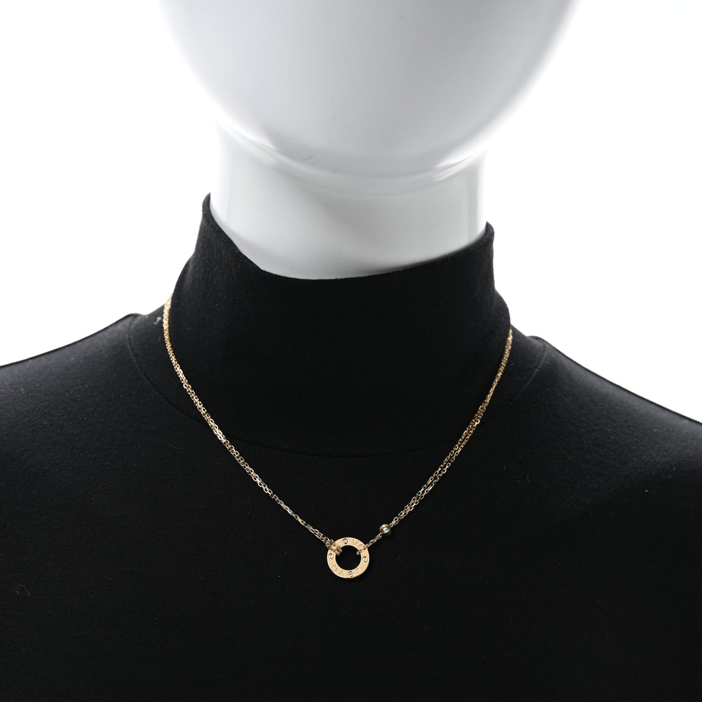 18K Yellow Gold 2 Diamond LOVE Necklace