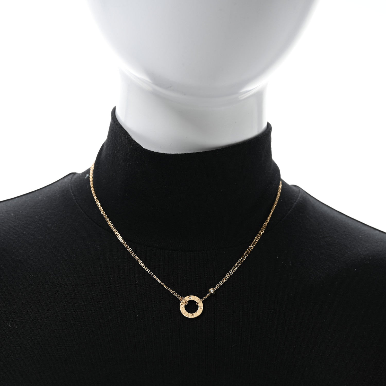 Cartier 18K Yellow Gold 2 Diamond LOVE Necklace 2 of 5