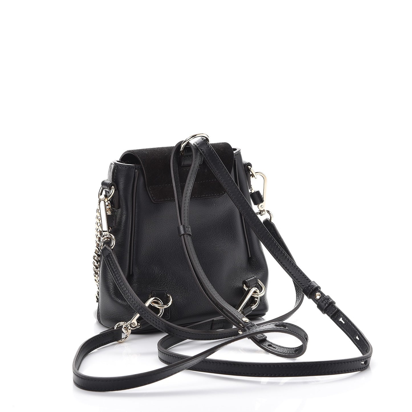 Suede Calfskin Mini Faye Backpack Black