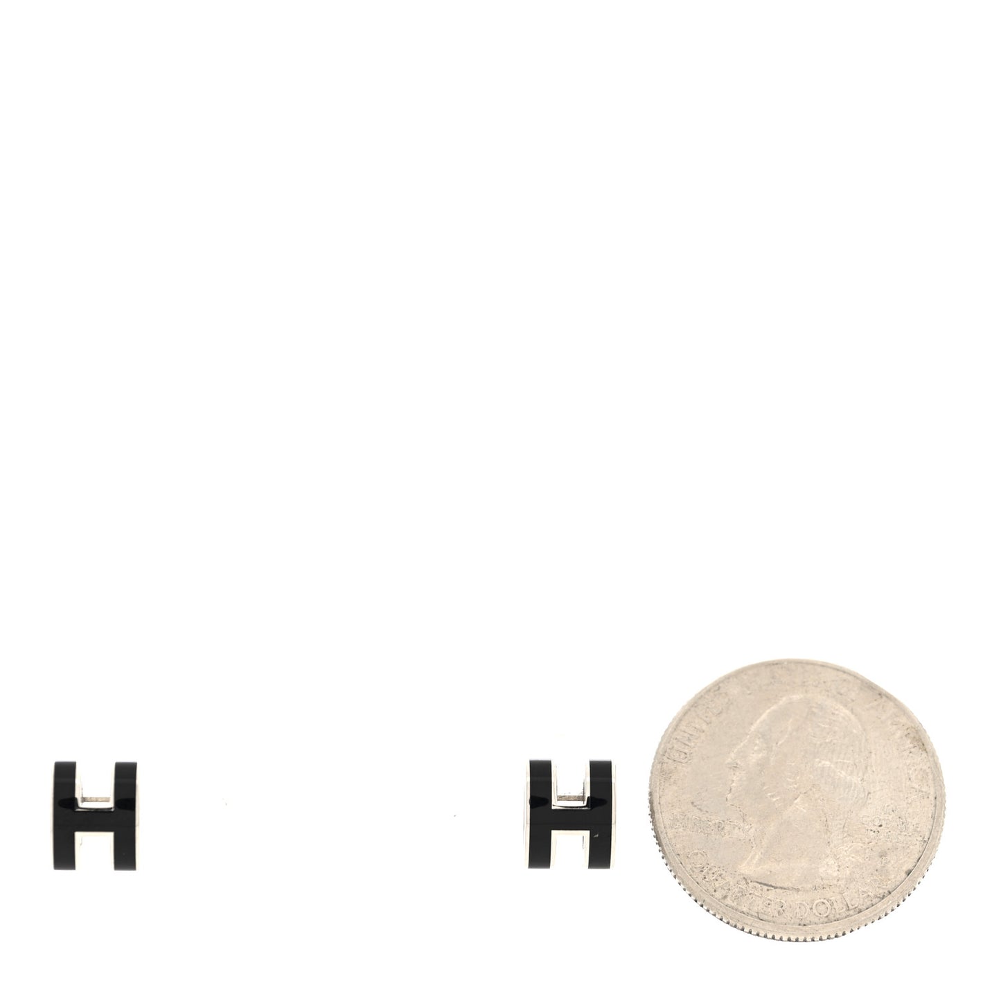 Palladium Lacquered Mini Pop H Earrings Black