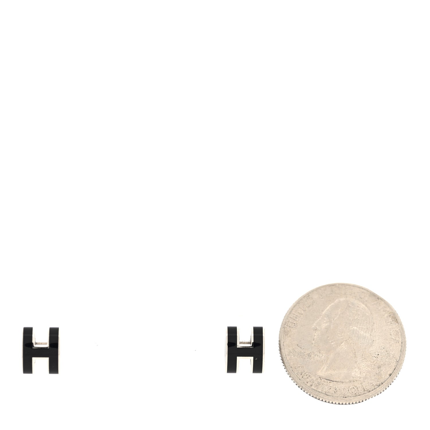 Hermes Palladium Lacquered Mini Pop H Earrings Black 2 of 5