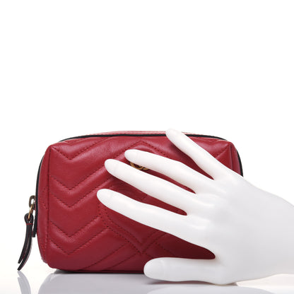 Gucci Calfskin Matelasse GG Marmont Cosmetic Case Hibiscus Red 2 of 12