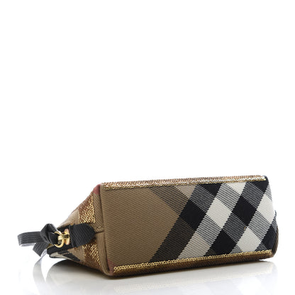 Burberry House Check Sequin Peyton Pouch Bag Gold Black 4 of 9