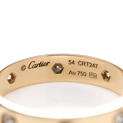Cartier 18K Yellow Gold 8 Diamond 4mm LOVE Wedding Band Ring 54 6.75 4 of 4