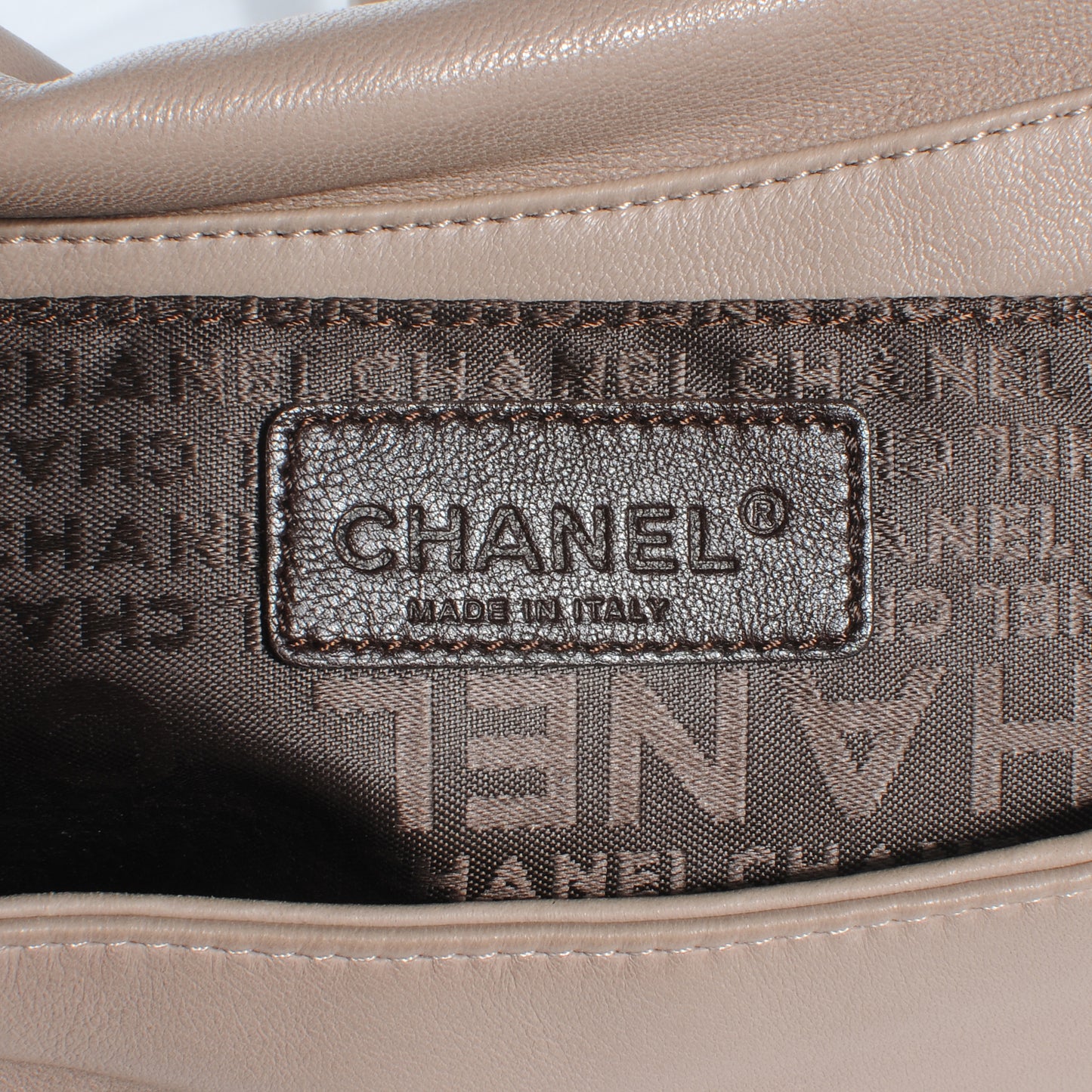 Lambskin Pleated Flap Bag Taupe