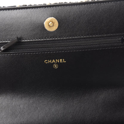 Chanel Tweed Quilted 19 Wallet On Chain WOC Black Beige 8 of 10