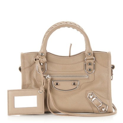 Balenciaga Chevre Silver Metallic Edge Hardware Mini City Beige Latte 1 of 7