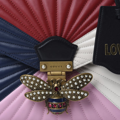 Gucci Calfskin Bamboo Trapuntata Queen Margaret Top Handle Bag Blue Agata Hibiscus Red Mystic White Sugar Pink 11 of 11