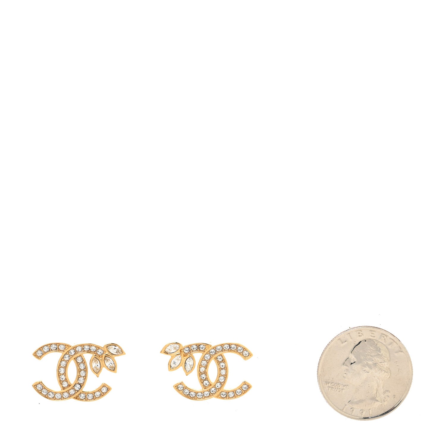 Chanel Crystal Wheat CC Earrings Gold 2 of 4