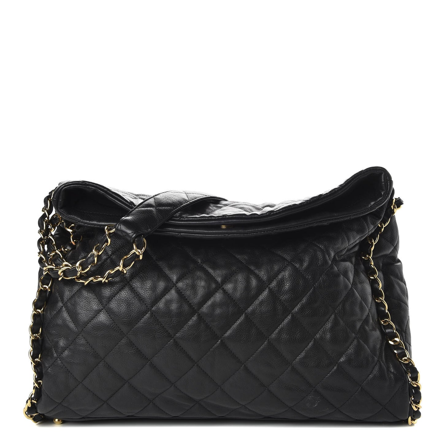 Calfskin Quilted Large Chain Me Hobo Black