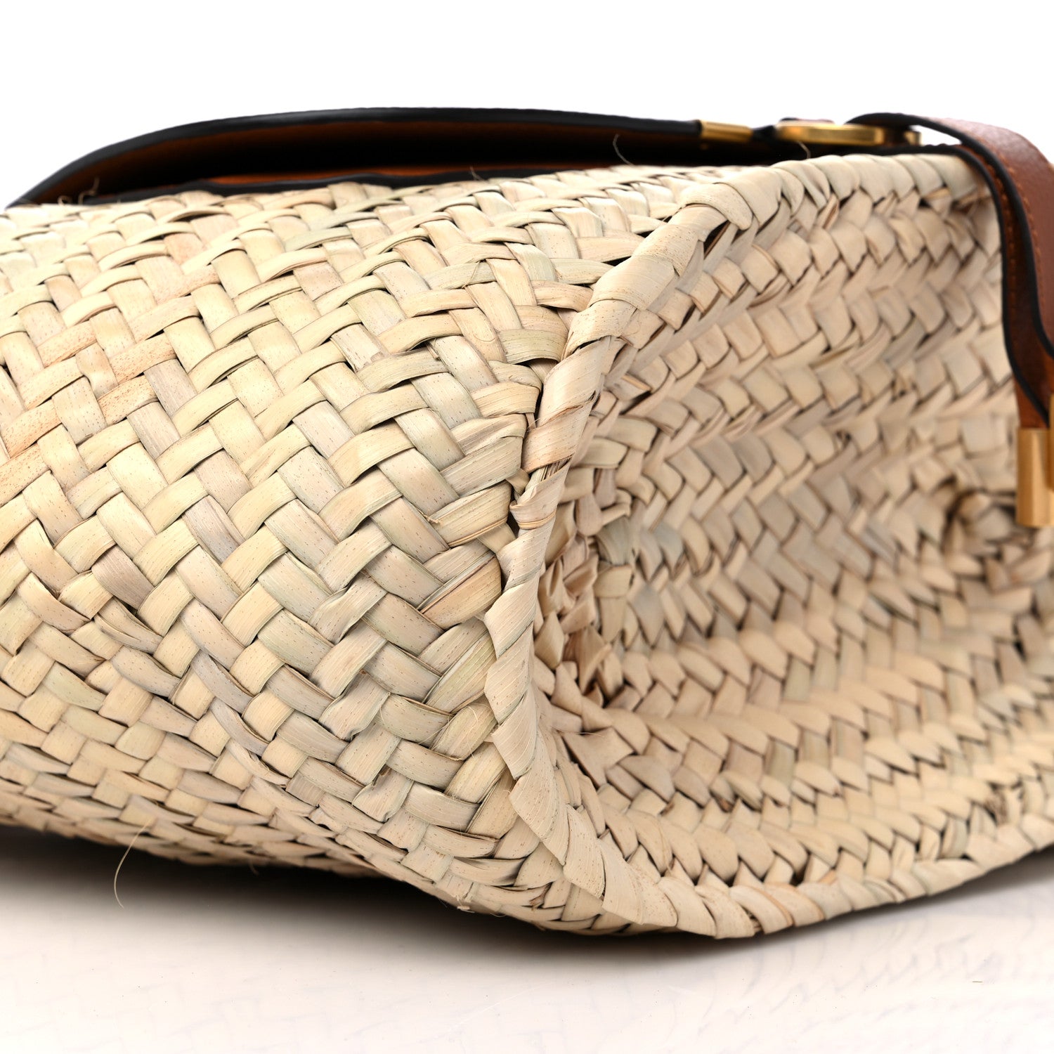 Chloe Raffia Small Grain Calfskin Medium Marcie Basket Tan 8 of 9