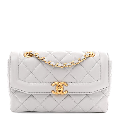 Chanel Shiny Lambskin Quilted Mini Flap Grey 1 of 11