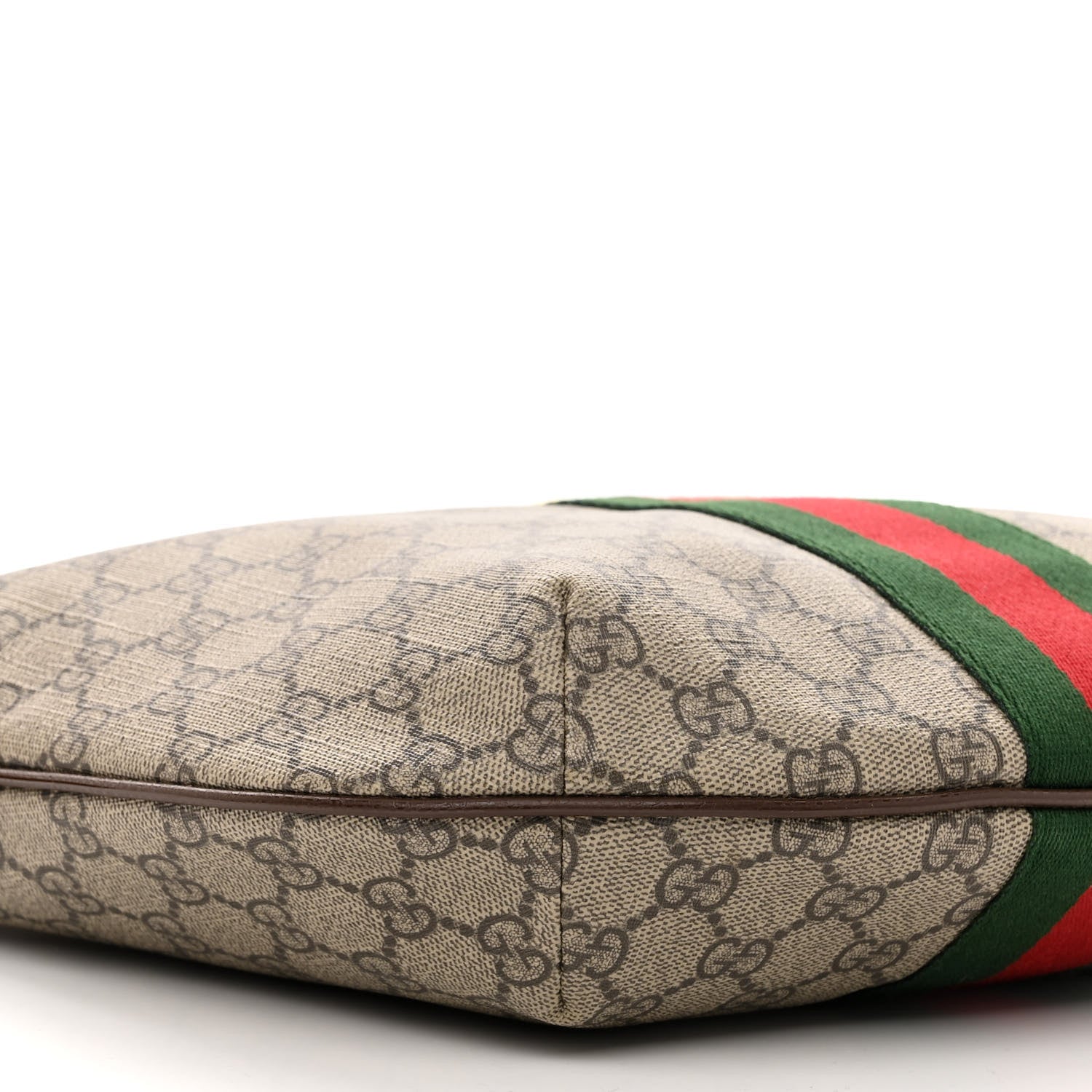 Gucci GG Supreme Monogram Textured Dollar Calfskin Web Small Ophidia Half Moon Hobo Beige Ebony New Acero 8 of 11