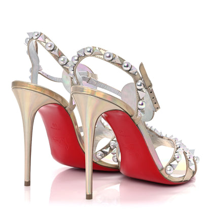 Christian Louboutin Iridescent Patent Embellished Goldora 100 Sandals 40 White 4 of 8