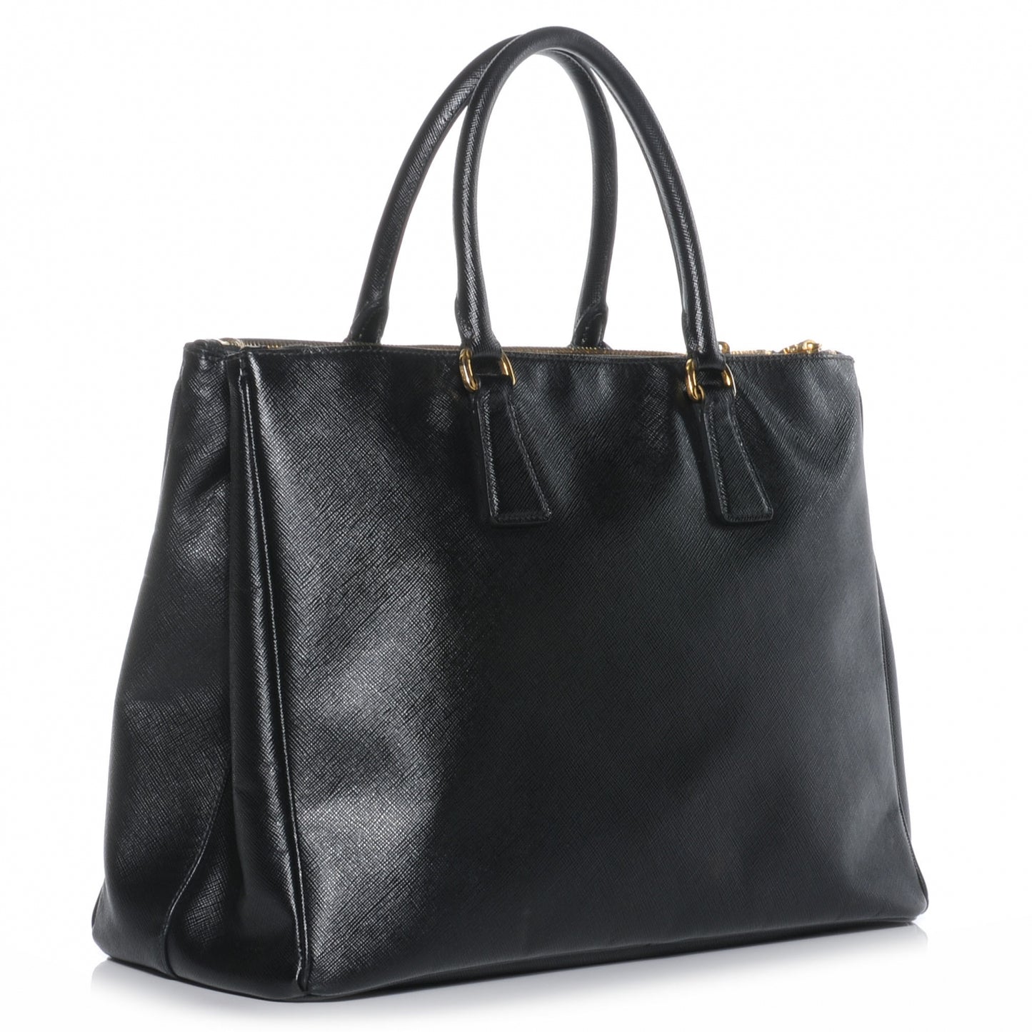Saffiano Lux Medium Double Zip Tote Nero Black