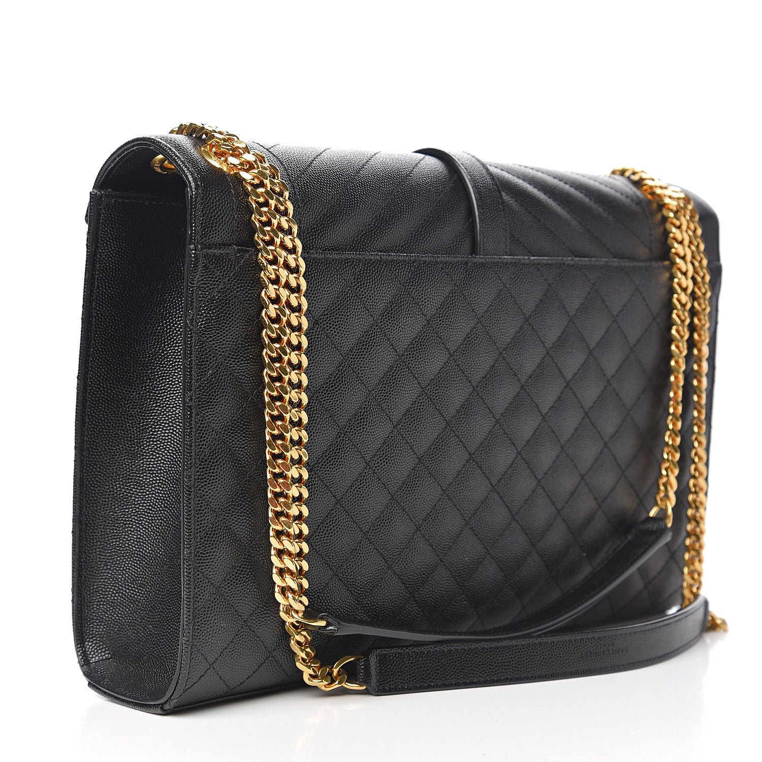 Saint Laurent Grain De Poudre Textured Mixed Matelasse Large Triquilt Monogram Satchel Black 2 of 9