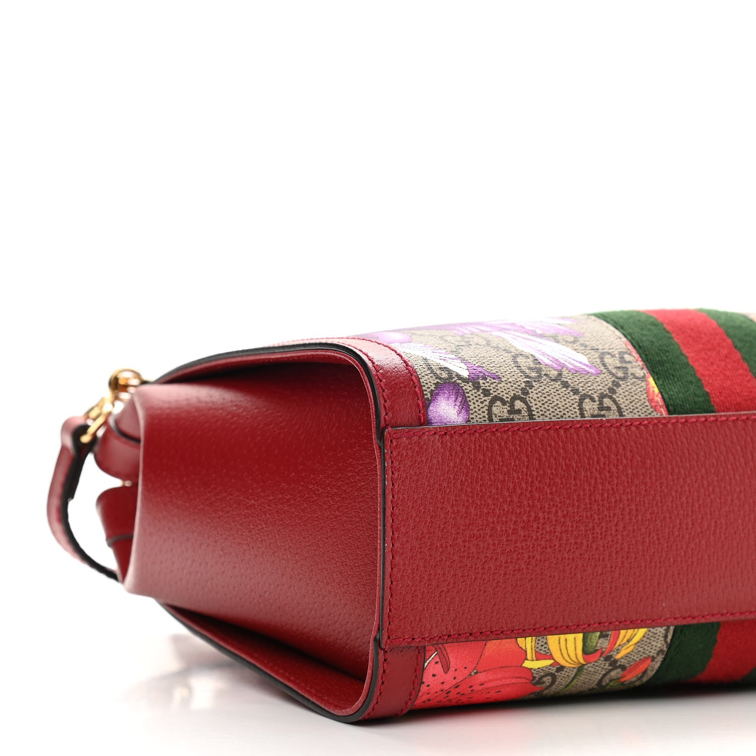 Gucci GG Supreme Monogram Flora Web Small Ophidia Tote Bag Red 8 of 9