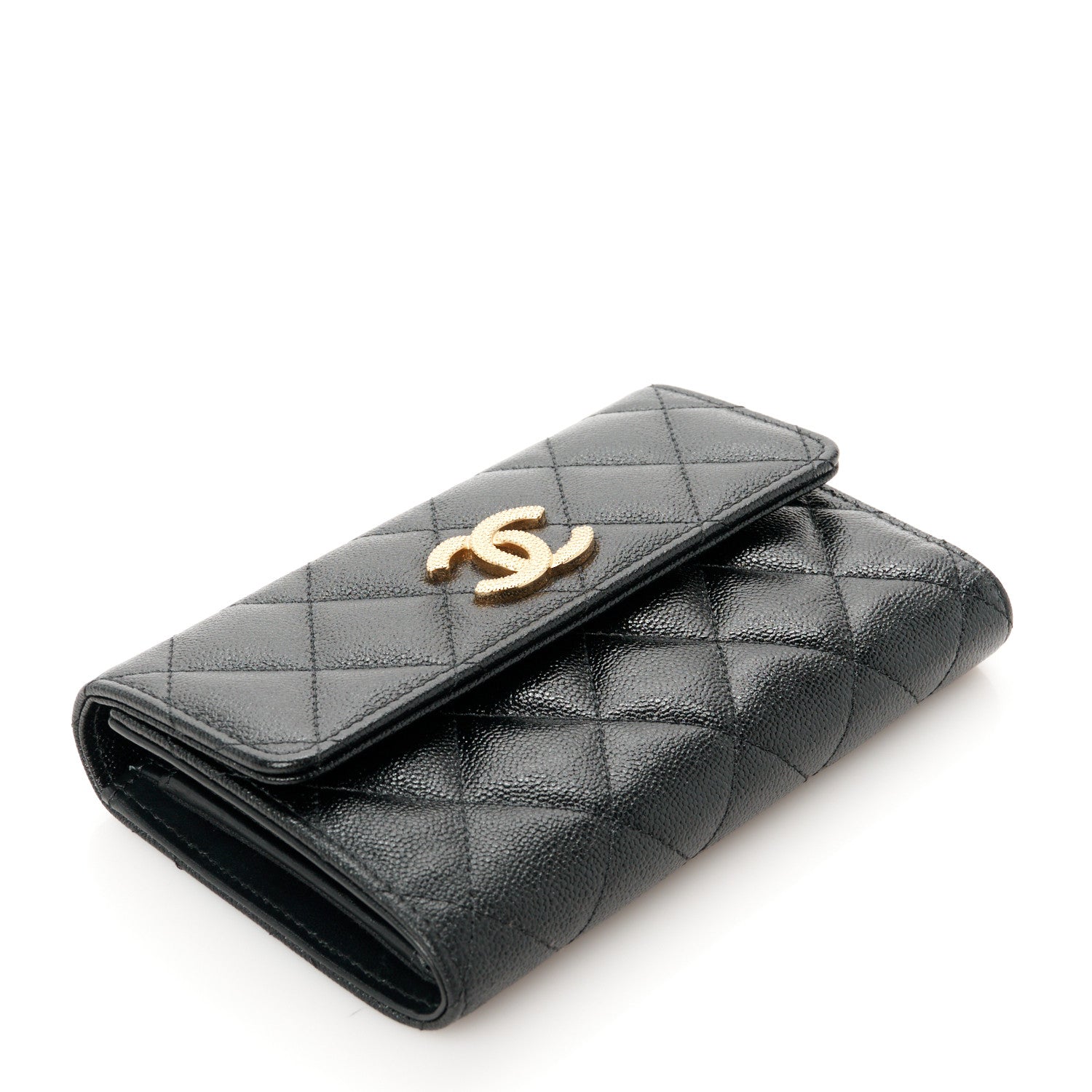 Chanel Caviar Quilted Studded CC Medium Flap Wallet Black 4 of 11