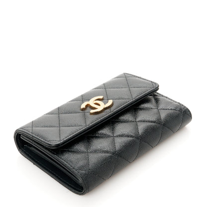 Chanel Caviar Quilted Studded CC Medium Flap Wallet Black 4 of 11