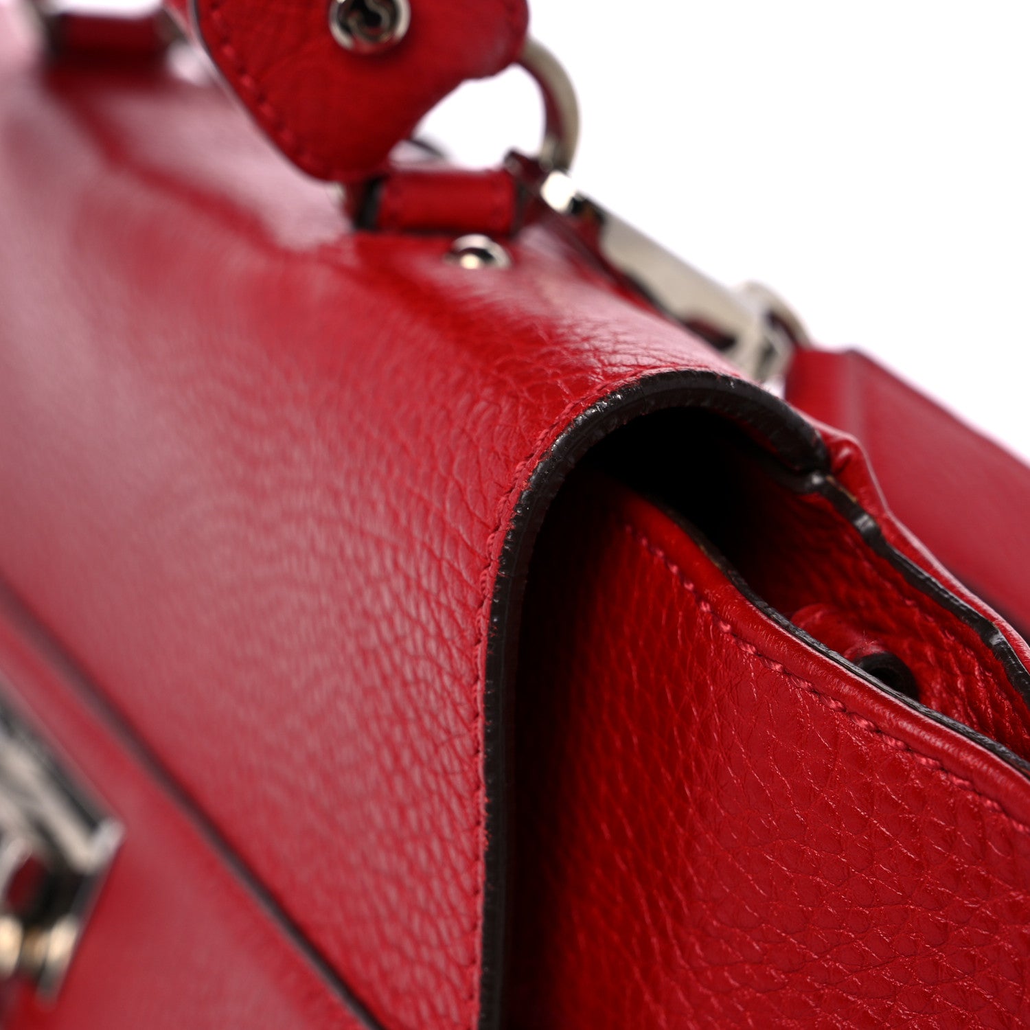 Salvatore Ferragamo Grained Calfskin Sofia Satchel Red 10 of 13