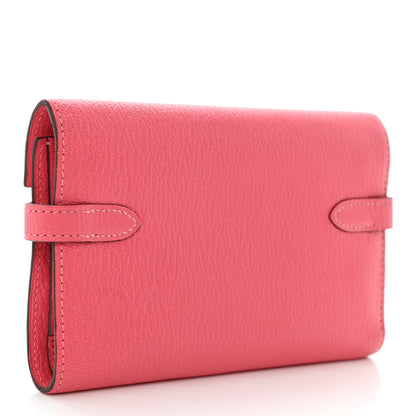 Hermes Chevre Mysore Medium Kelly Wallet Rose Azalee 3 of 10