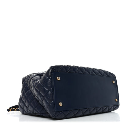Chanel Aged Calfskin Quilted Medium Coco Handle Shopping Tote Navy 4 of 10