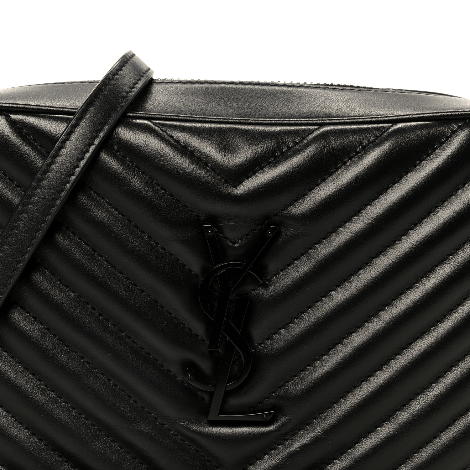 Saint Laurent Calfskin Matelasse Monogram Monochrome Lou Camera Bag Black 8 of 11