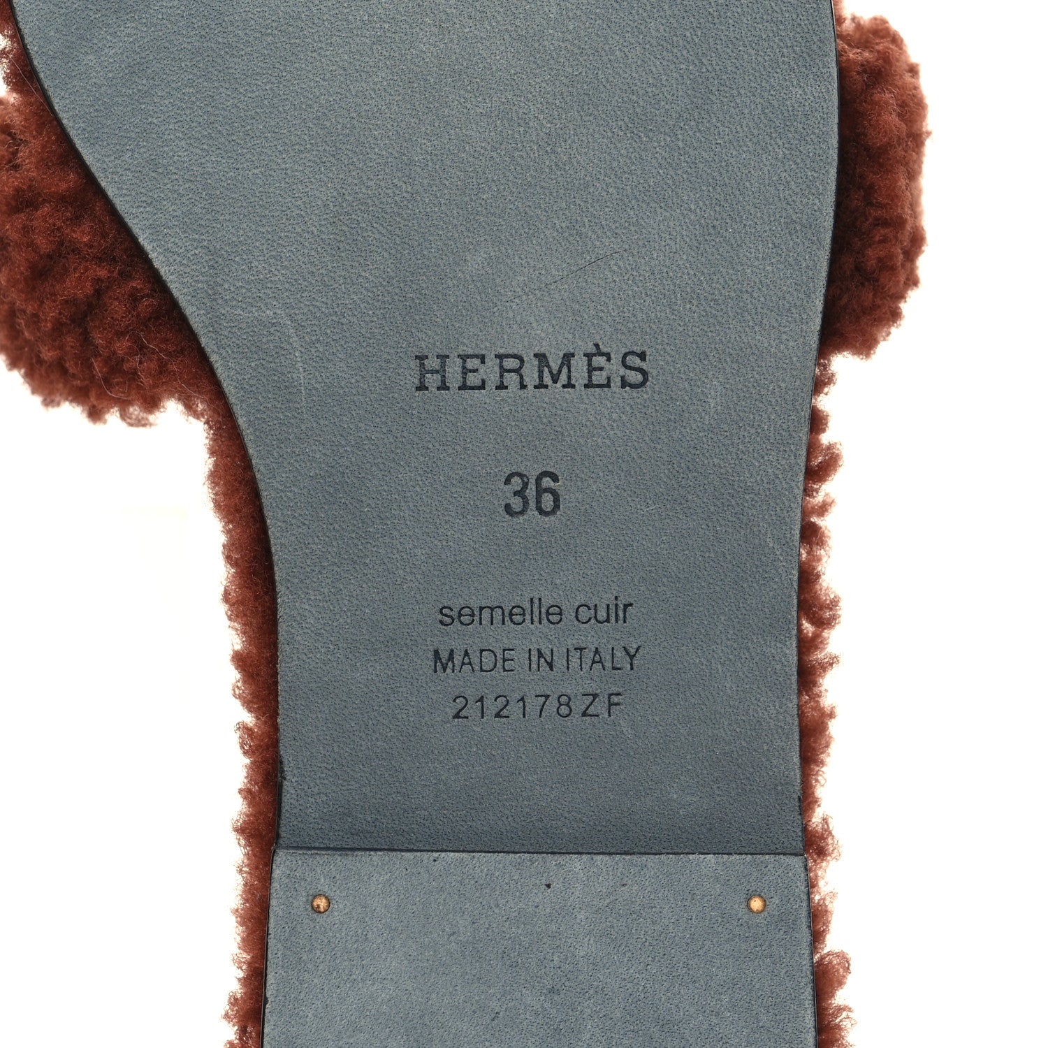 Hermes Woolskin Oran Sandals 36 Cognac 6 of 8