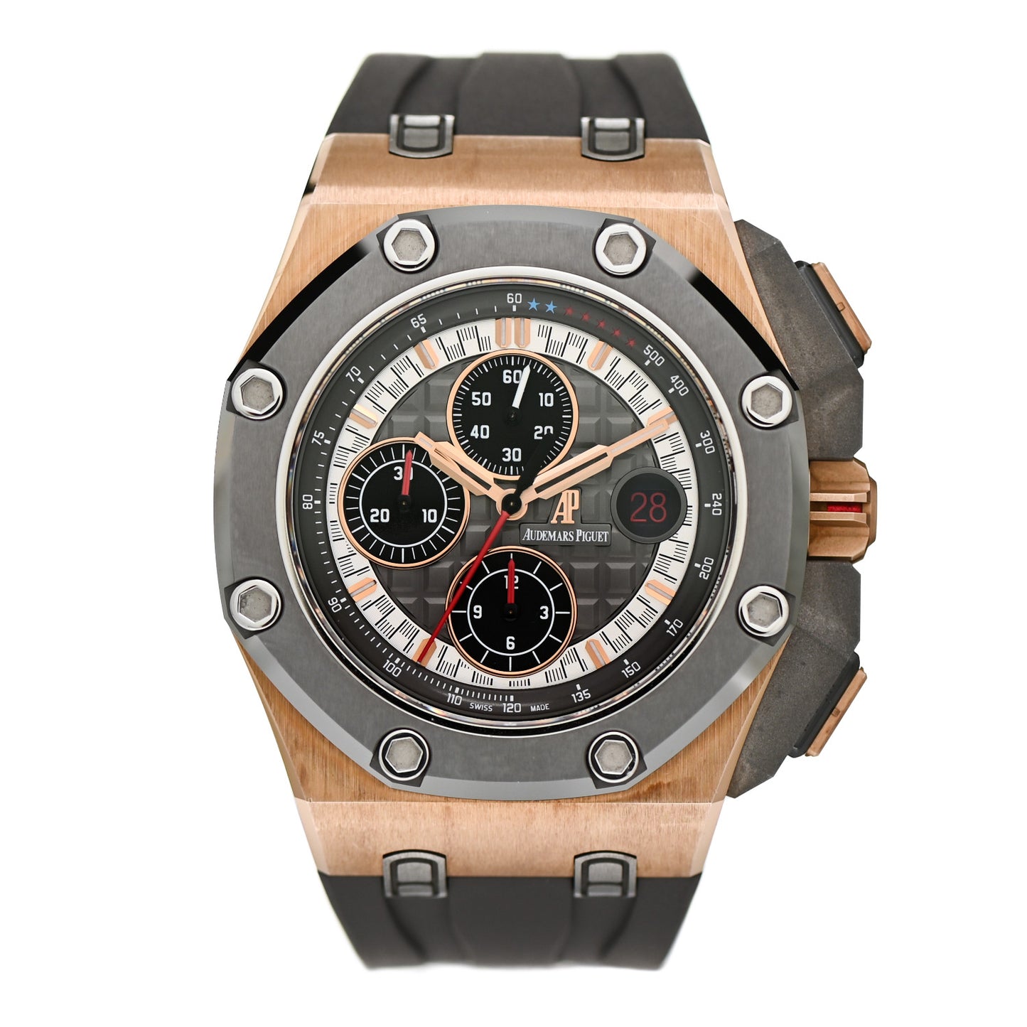 18K Rose Gold Rubber 44mm Michael Schumacher Limited Edition Royal Oak Offshore Chronograph Automatic Watch Grey 26568OM.OO.A004CA.01