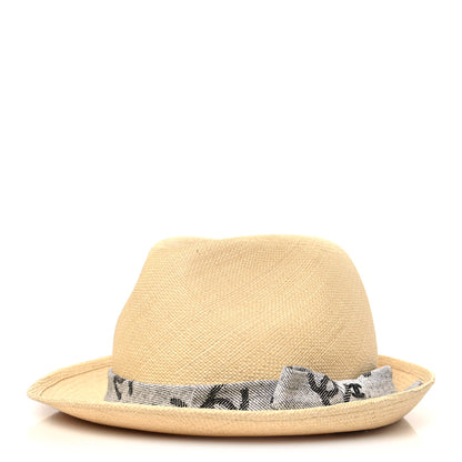 Chanel Straw CC Fedora Hat M Beige White Black 1 of 7