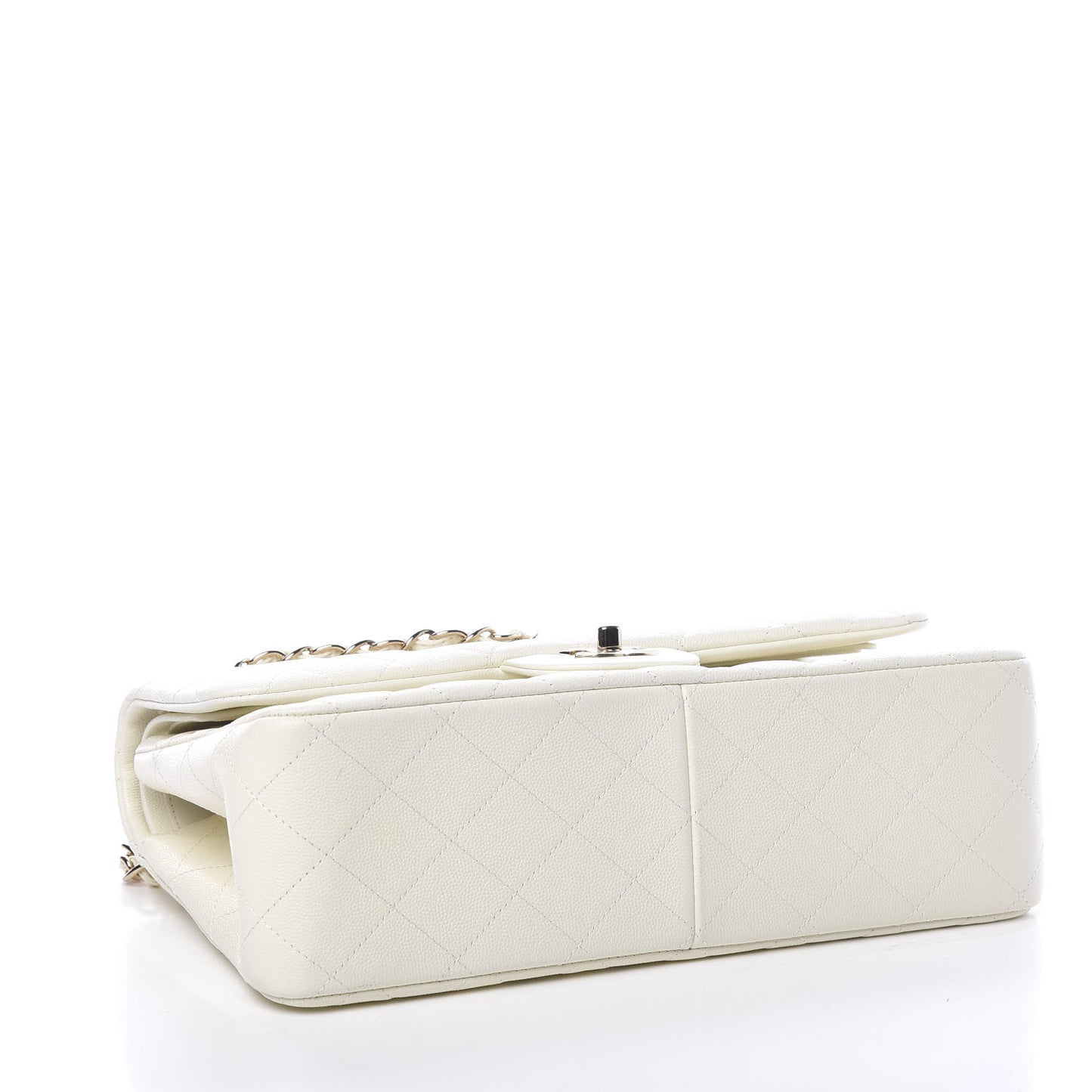 Caviar Quilted Jumbo Double Flap White