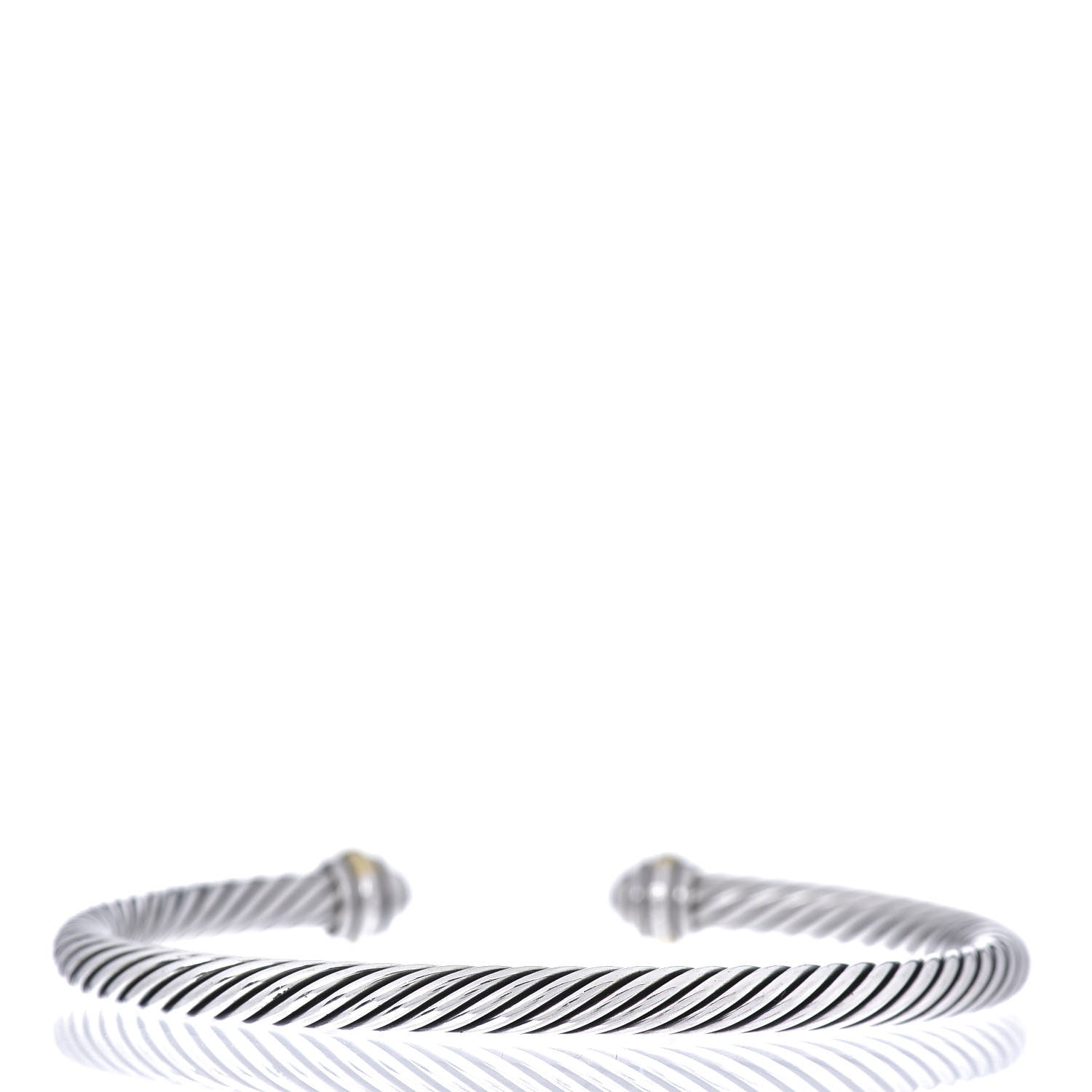 David Yurman Sterling Silver 18K Yellow Gold 4mm Cable Classics Bracelet 3 of 4