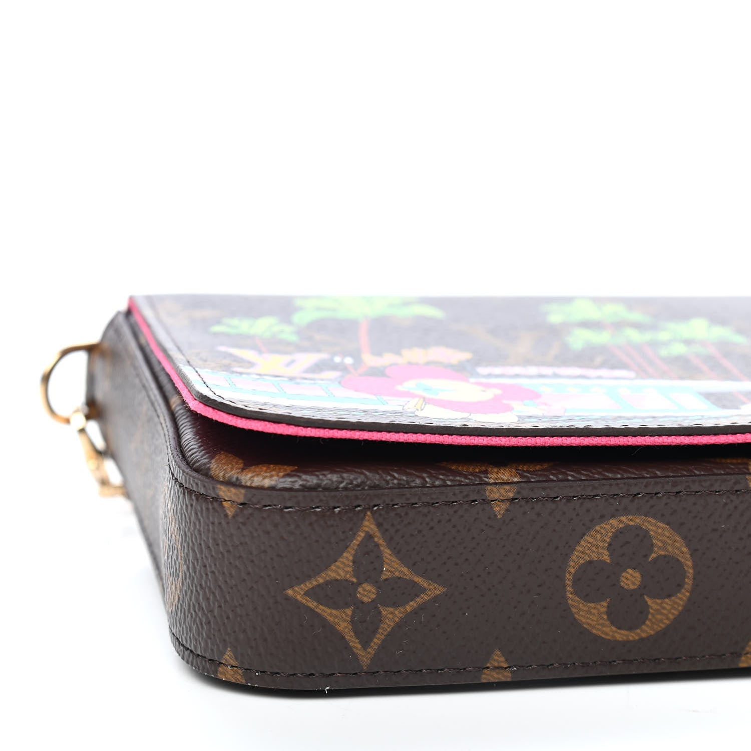 Louis Vuitton Monogram 2021 Christmas Animation Hollywood Pochette Felicie Chain Wallet Fuchsia 6 of 8