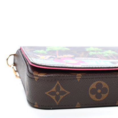 Louis Vuitton Monogram 2021 Christmas Animation Hollywood Pochette Felicie Chain Wallet Fuchsia 6 of 8