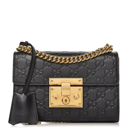 Gucci Guccissima Small Padlock Shoulder Bag Black 1 of 9