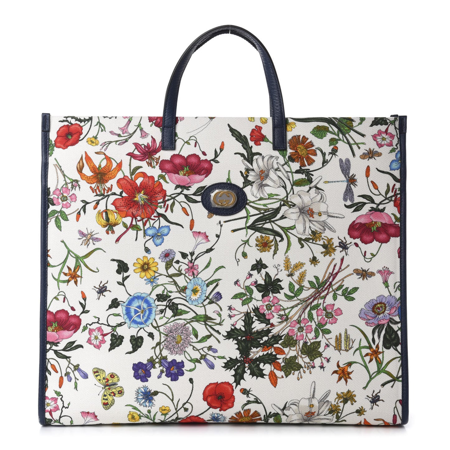 Canvas Large Flora Tote Navy Multicolor