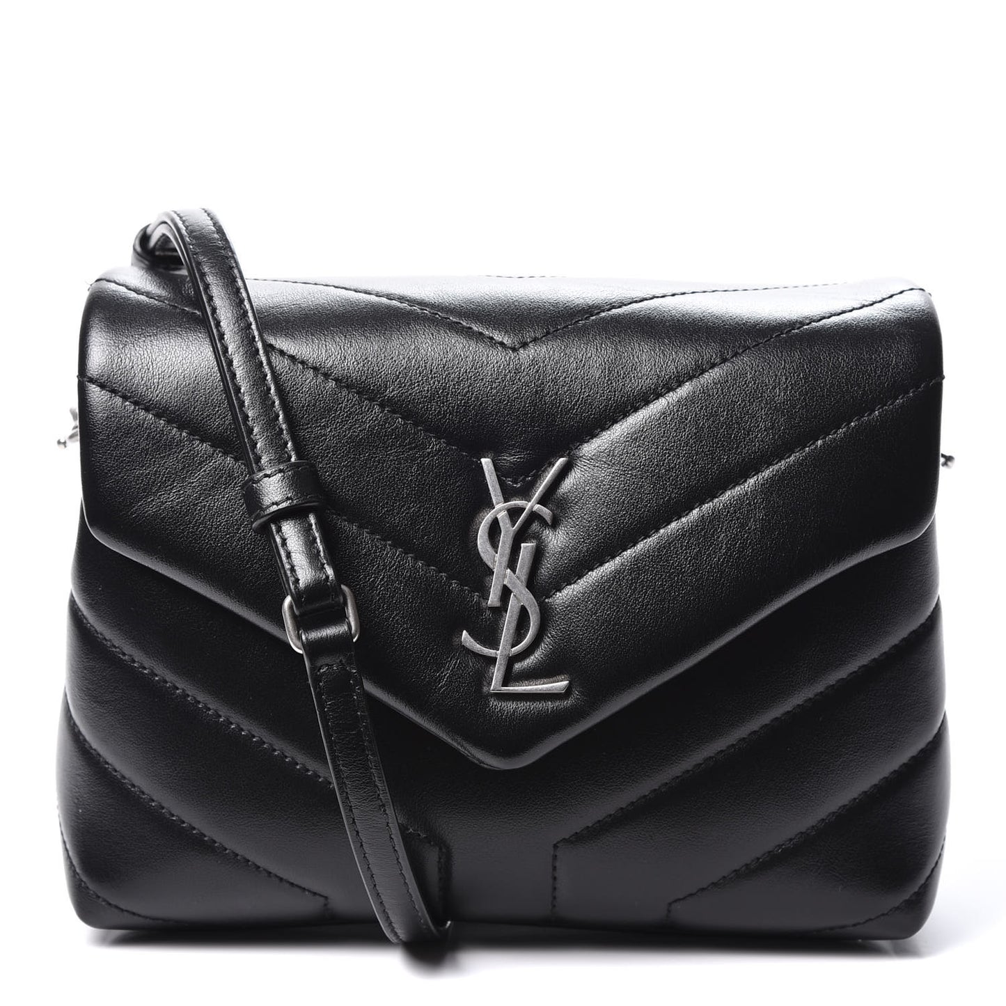 Calfskin Y Quilted Monogram Toy Loulou Crossbody Bag Black