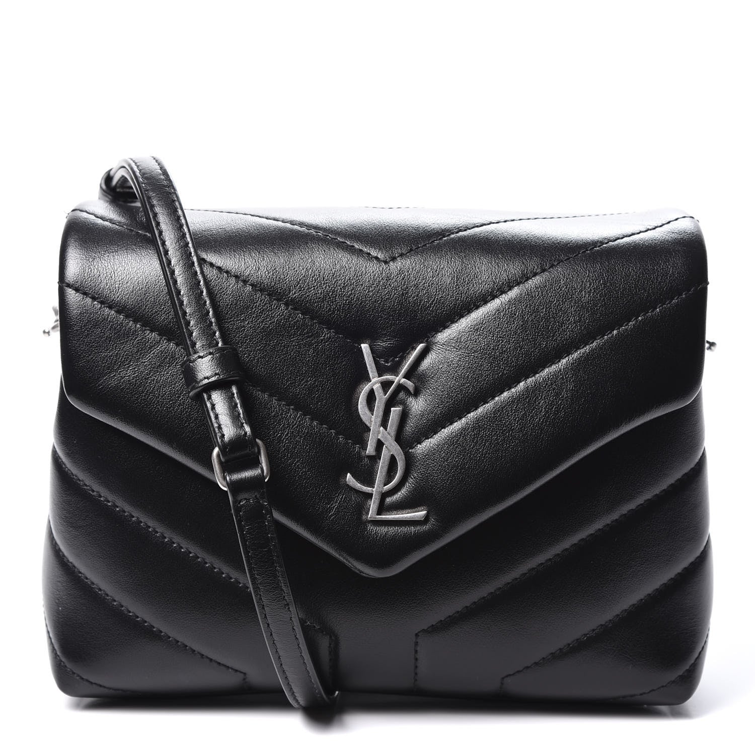 Saint Laurent Calfskin Y Quilted Monogram Toy Loulou Crossbody Bag Black 1 of 11