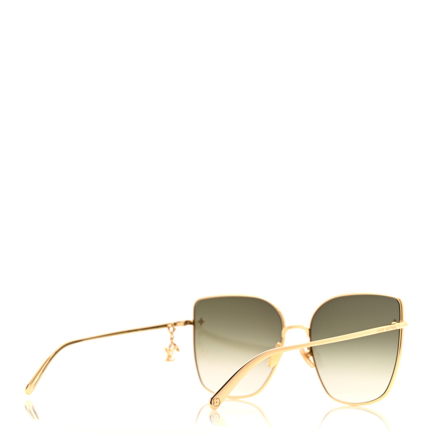 Louis Vuitton Metal LV Charm Cat Eye Sunglasses Z1720U Gold 3 of 8