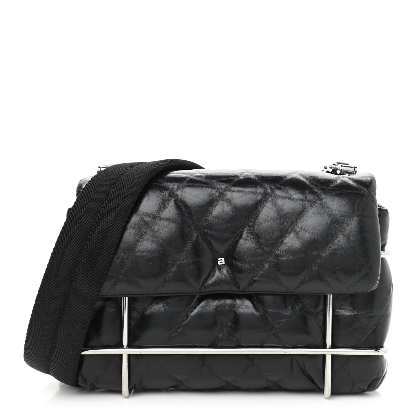 Calfskin Quilted Halo Crossbody Bag Black