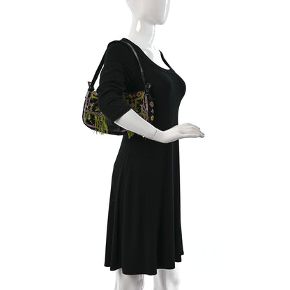 Fendi Satin Beaded Baguette Black Multicolor 2 of 11