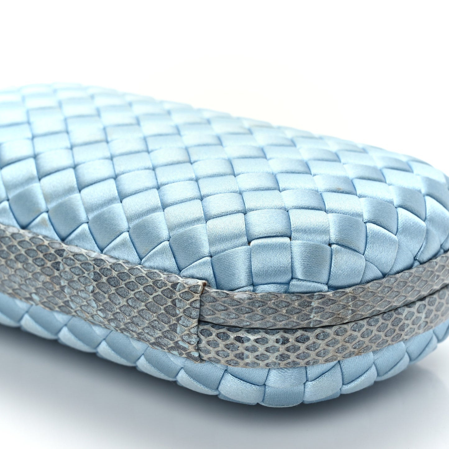 Satin Intreccio Impero Ayers Knot Clutch Ciel