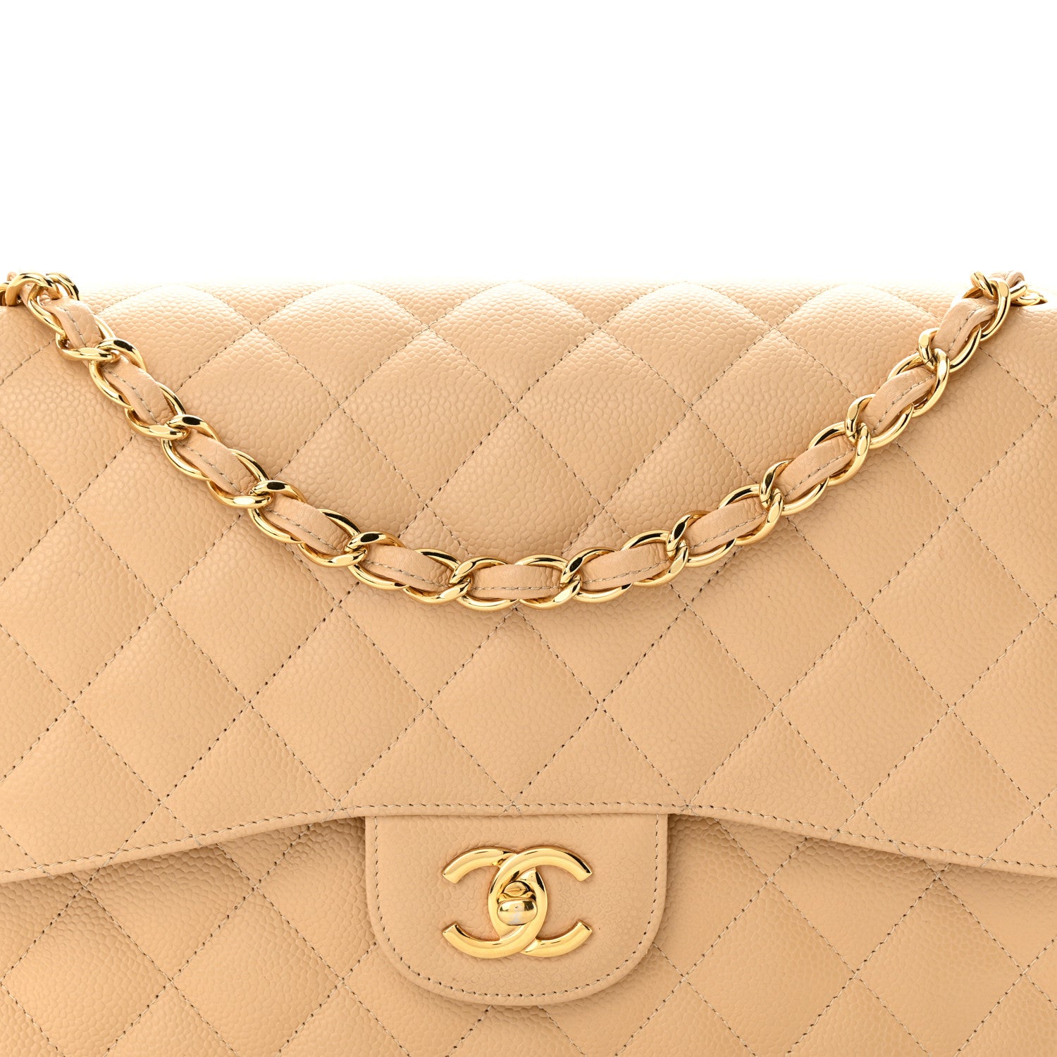 Chanel Caviar Quilted Jumbo Double Flap Beige 7 of 14